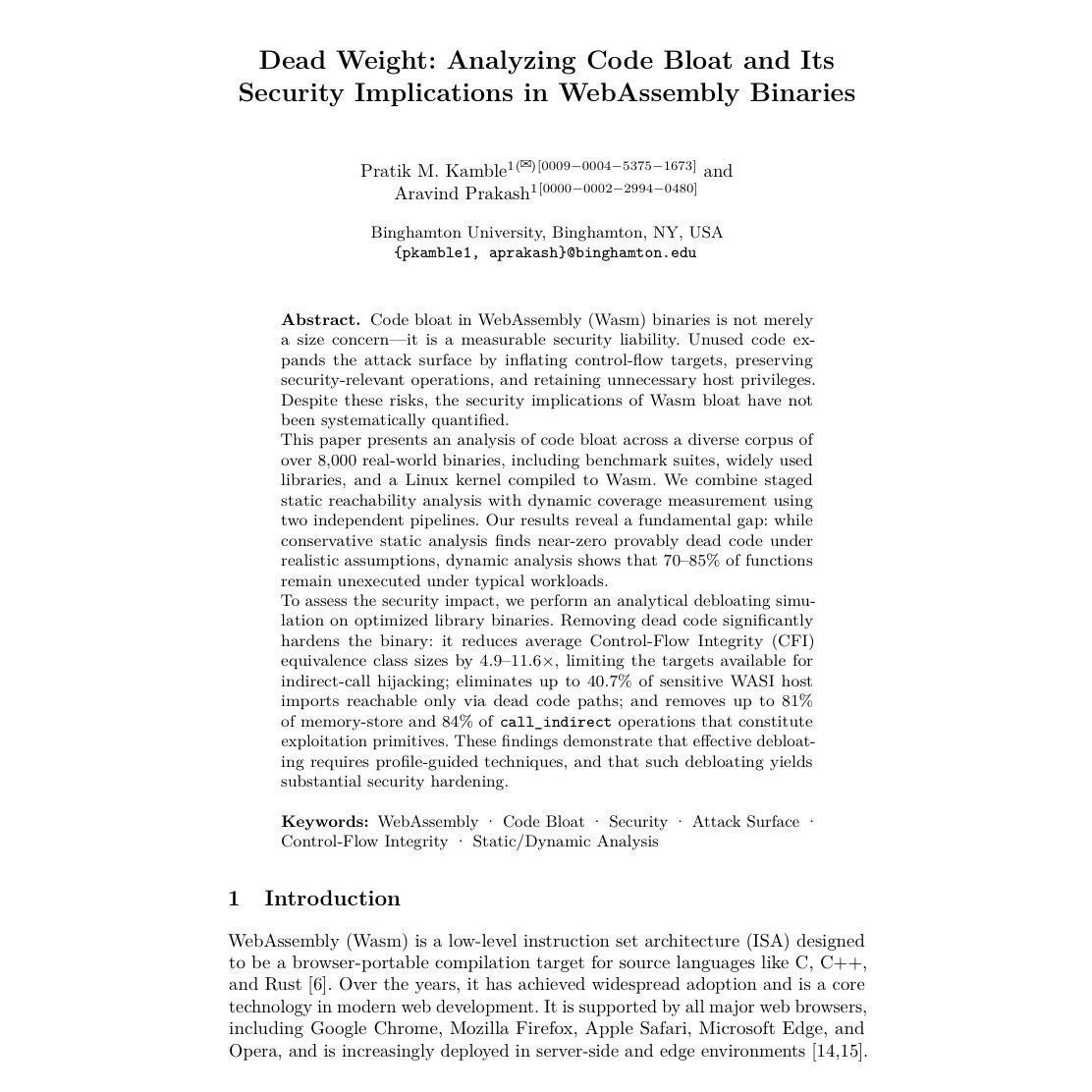 First page of the Dead Weight research paper